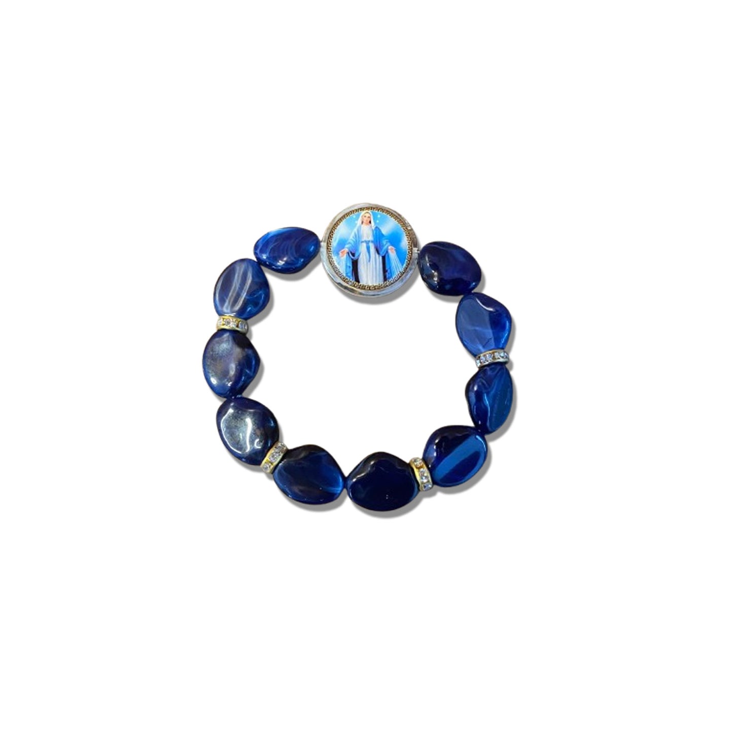 PULSEIRA PEDRARIAS COM MEDALHA RESINADA NOSSA SENHORA DAS GRAÇAS (03 UNIDADES)