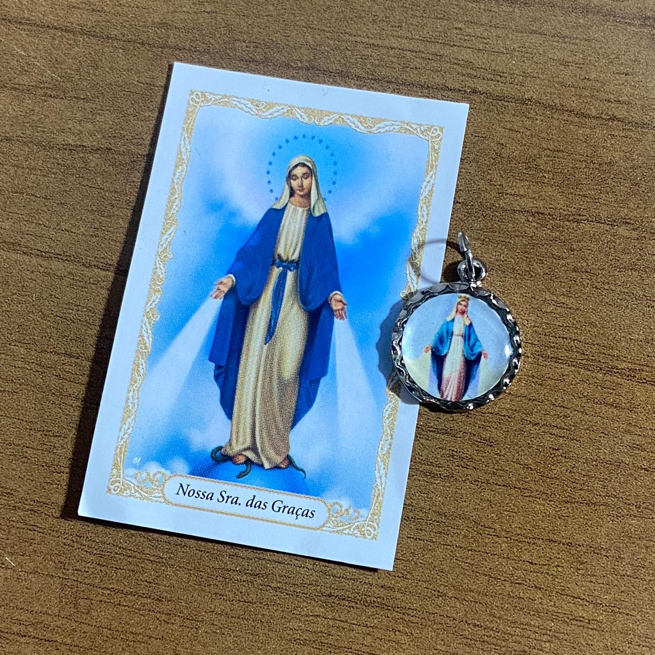 MEDALHA NÍQUEL RESINADA NOSSA SENHORA DAS GRAÇAS (6 UNIDADE)