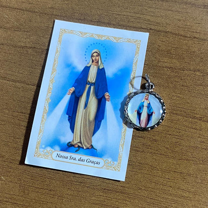 MEDALHA NÍQUEL RESINADA NOSSA SENHORA DAS GRAÇAS (6 UNIDADE)