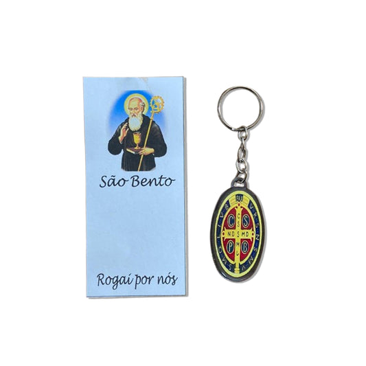 CHAVEIRO METAL OVAL RESINADO MEDALHA SÃO BENTO (6 UNIDADES)