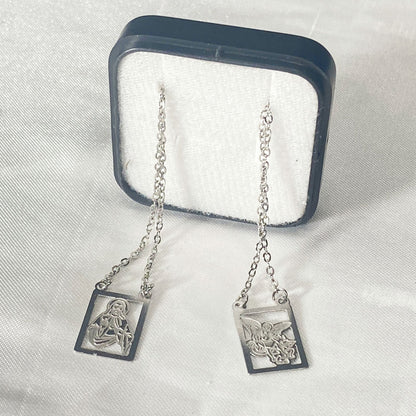 ESCAPULÁRIO INOX LASER VAZADO SAGRADO CORAÇÃO DE JESUS E SÃO MIGUEL  ARCANJO (6 UNIDADES)