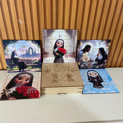 KIT QUEBRA CABEÇA INFANTIL MDF SANTA RITA DE CÁSSIA (5 UNIDADE)
