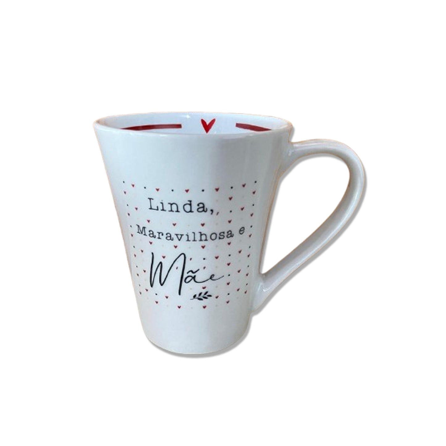 CANECA BRANCA DE PORCELANA LINDA, MARAVILHOSA E MÃE (1 UNIDADE)