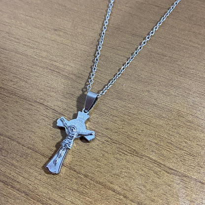 CORRENTE AÇO INOX  CRUCIFIXO MEDALHA SÃO BENTO MOD2  (1 UNIDADES)