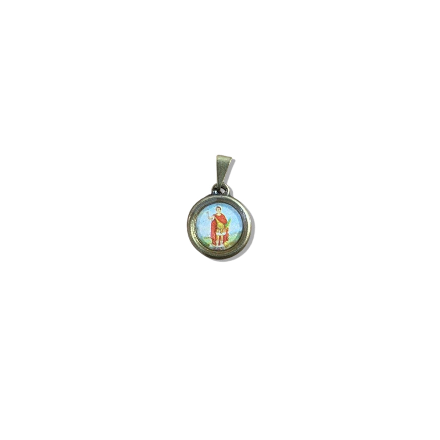 PINGENTE OURO VELHO REDONDO RESINADO SANTO EXPEDITO  (6 UNIDADES)