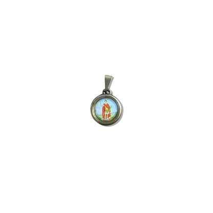 PINGENTE OURO VELHO REDONDO RESINADO SANTO EXPEDITO  (6 UNIDADES)