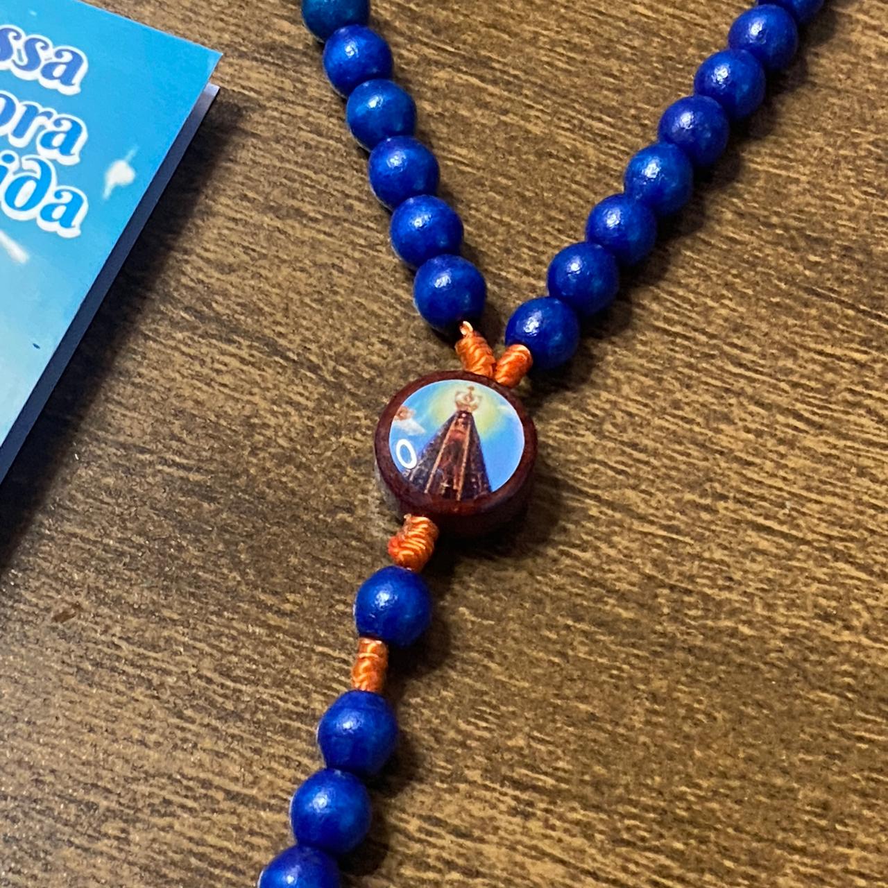 TERÇO DE MADEIRA AZUL NOSSA SENHORA APARECIDA 06MM (3 UNIDADES)