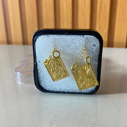 ESCAPULÁRIO DOURADO SAGRADO CORAÇÃO DE JESUS E NOSSA SENHORA DO CARMO MOD2  (6 UNIDADES)