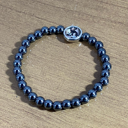 PULSEIRA HEMATITA MEDALHA RESINADA SÃO JOSÉ  ( 5 UNIDADES)