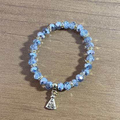 PULSEIRA CRISTAL PRATEADA NOSSA SENHORA APARECIDA  (06 UNIDADES)
