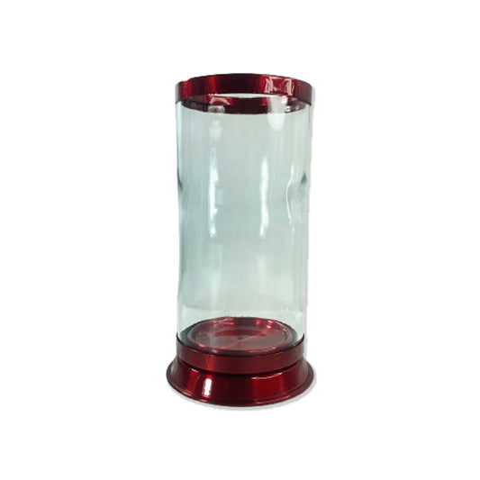 PORTA VELA DE VIDRO G VERMELHO 18CM (1 UNIDADE)