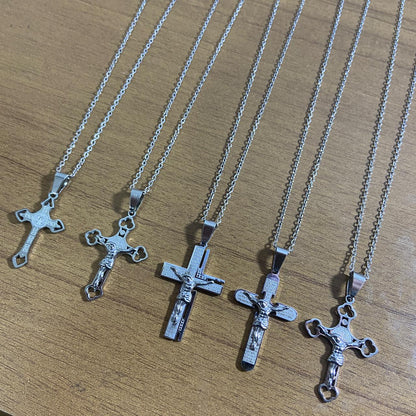 CORRENTE AÇO INOX CRUCIFIXO MODELOS SORTIDOS (6 UNIDADES)