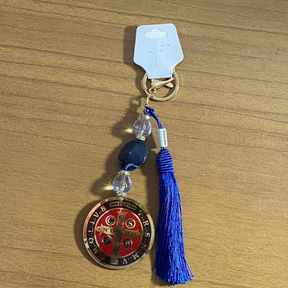 CHAVEIRO DE PEDRARIAS MEDALHA SÃO BENTO EM ACRÍLICO (1 UNIDADE)