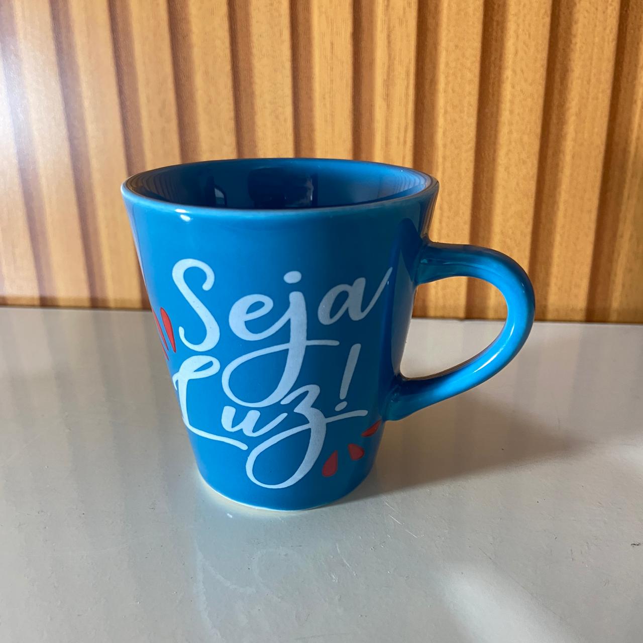 XÍCARA AZUL MOD2 SEJA LUZ 120ML (1 UNIDADE)