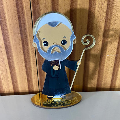 IMAGEM MDF INFANTIL SÃO BENTO COM ACRÍLICO 12CM (1 UNIDADE)