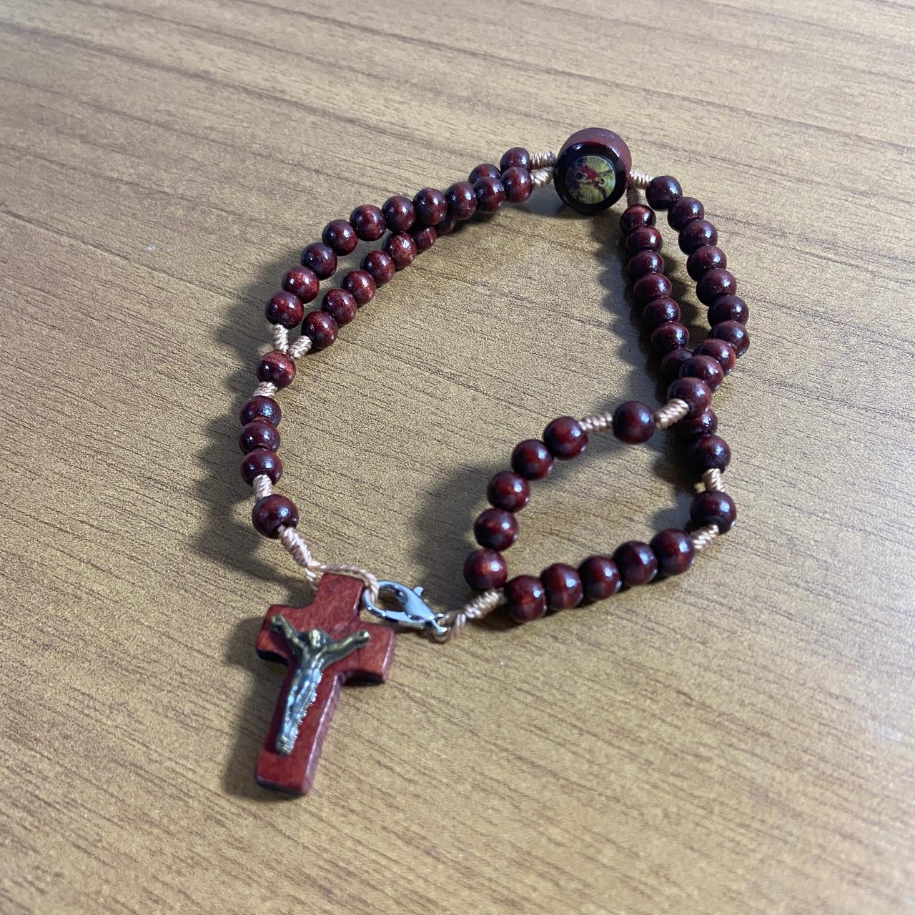 TERÇO PULSEIRA MADEIRA SÃO MIGUEL (12 UNIDADES)