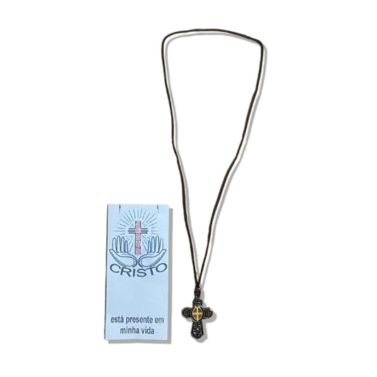 CORDÃO COM CRUZ RESINADA MEDALHA SÃO BENTO ( 3 UNIDADES)