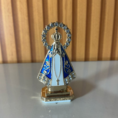 IMAGEM NOSSA SENHORA APARECIDA COM AUREOLA PARA CARRO BRANCO 06CM  (12 UNIDADES)