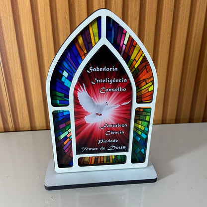 CAPELA MDF VITRAL DIVINO ESPÍRITO SANTO 18CM (1 UNIDADE)