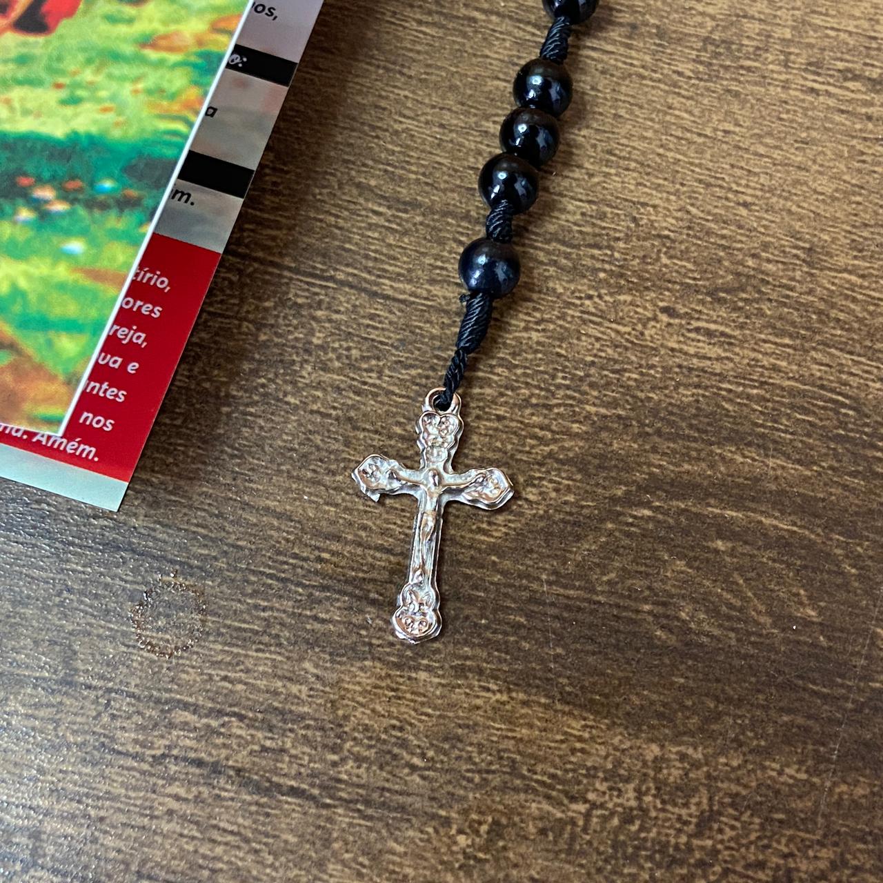 TERÇO PÉROLA PRETA SÃO SEBASTIÃO 8MM (1 UNIDADE)