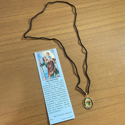 CORDÃO COM MEDALHA RESINADA SÃO CRISTÓVÃO (1 UNIDADES)