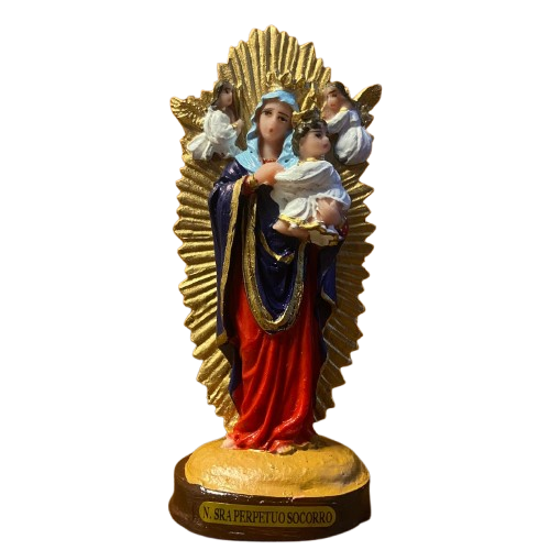 IMAGEM DE RESINA NACIONAL NOSSA SENHORA DO PERPÉTUO SOCORRO 15CM (1 UNIDADE)