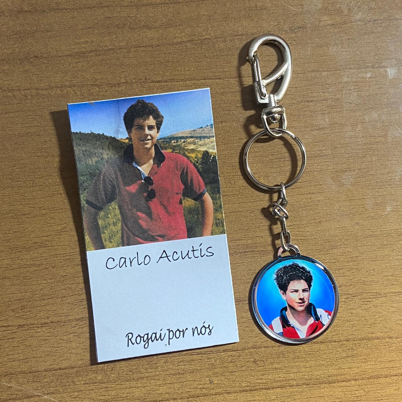 CHAVEIRO METAL DUPLA FACE COM MOSQUETE CARLO ACUTIS (6 UNIDADES)