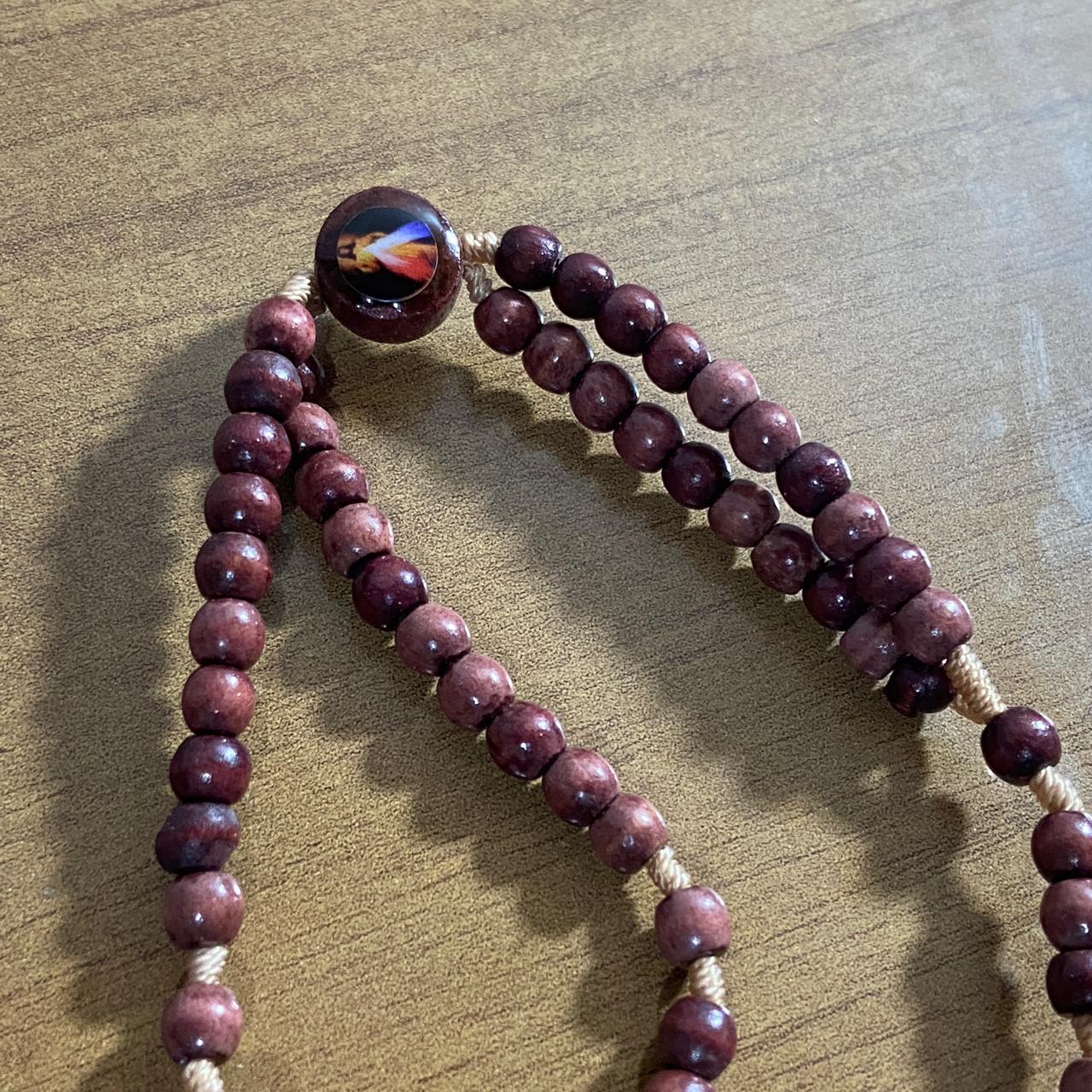 TERÇO PULSEIRA MADEIRA JESUS MISERICORDIOSO (12 UNIDADES)