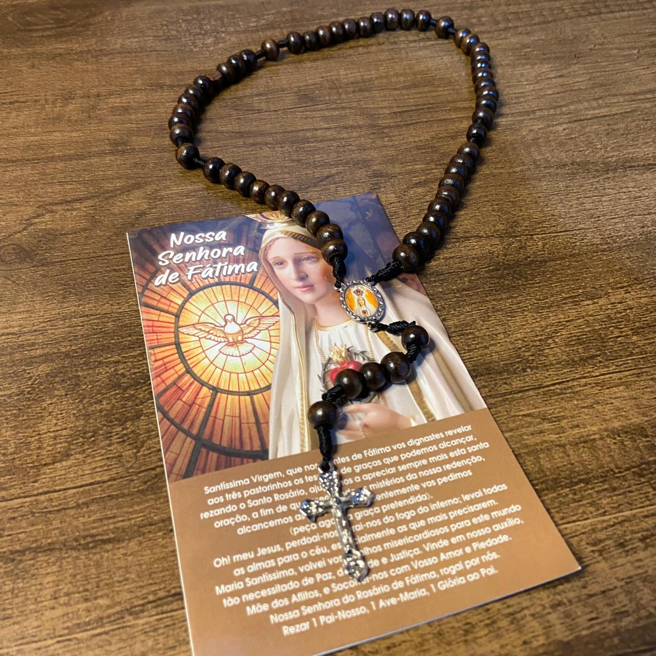 TERÇO DE MADEIRA NOSSA SENHORA DE FÁTIMA 8MM (1 UNIDADE)