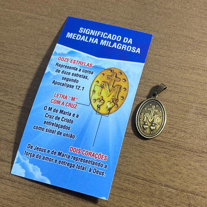 MEDALHA MILAGROSA OURO VELHO NOSSA SENHORA DAS GRAÇAS MOD2 (1 UNIDADE)