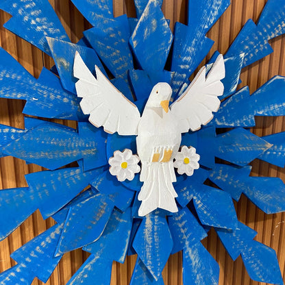 MANDALA MADEIRA DUPLO AZUL DIVINO ESPIRITO SANTO  92X92CM (1 UNIDADE)