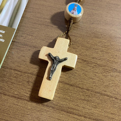 TERÇO DE MADEIRA NOSSA SENHORA DE FÁTIMA 7 MEDALHAS (3 UNIDADES)