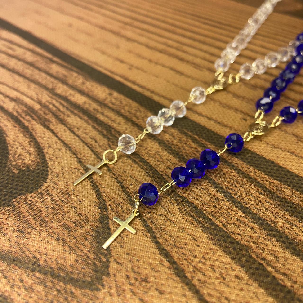 TERÇO CRISTAL NOSSA SENHORA APARECIDA CORES SORTIDAS 06MM  (3 UNIDADES)