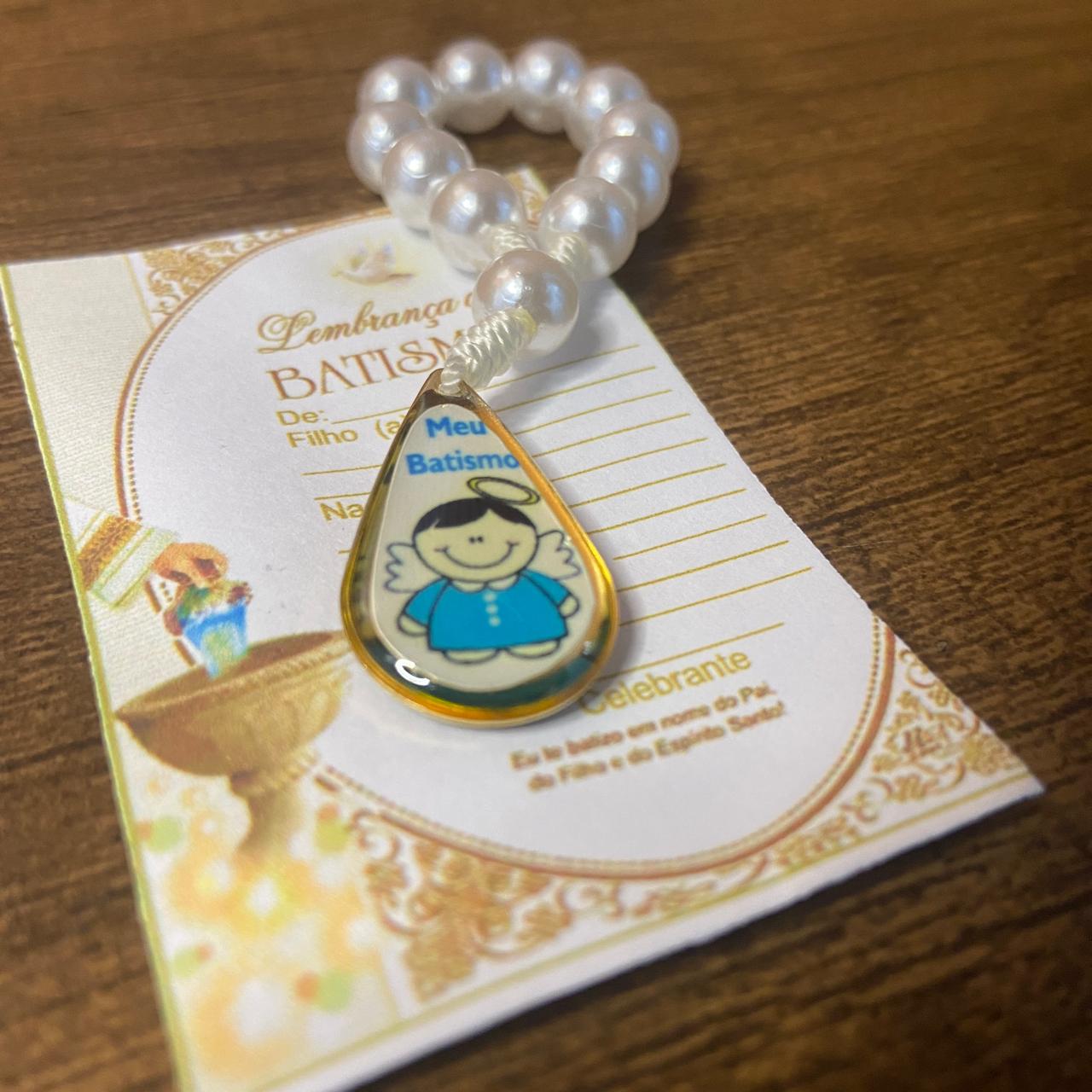 DEZENA DE DEDO PEROLA GOTA LEMBRANÇA BATISMO AZUL 6MM (6 UNIDADES)