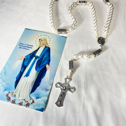 TERÇO PÉROLA CONTEMPLAÇÃO DOS MISTÉRIOS NOSSA SENHORA DAS GRAÇAS 10MM (1 UNIDADE)
