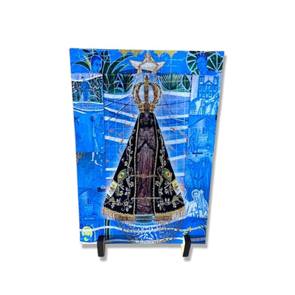 PLAQUINHA DE MESA MDF RESINADO NOSSA SENHORA APARECIDA 19CM x 13CM  (1 UNIDADE)