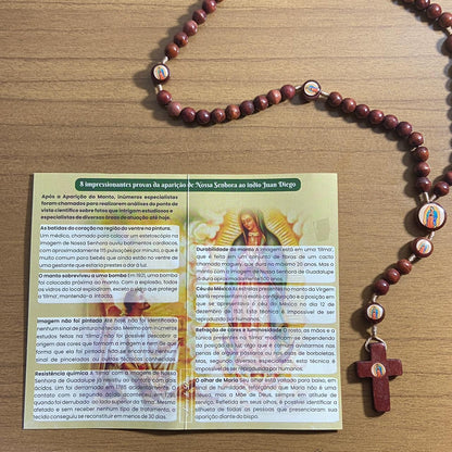 TERÇO DE MADEIRA NOSSA SENHORA DE GUADALUPE 7 MEDALHAS 08MM (3 UNIDADES)