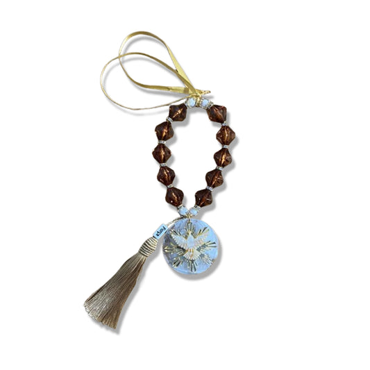 DEZENA CRISTAL DIVINO ESPÍRITO SANTO RESINADO 15MM MOD 2  (1 UNIDADE)