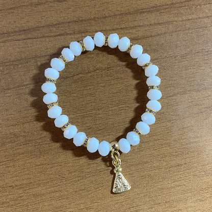 PULSEIRA CRISTAL BRANCA NOSSA SENHORA APARECIDA  (06 UNIDADES)