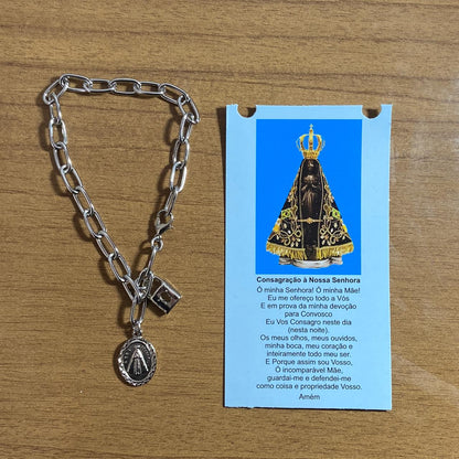 PULSEIRA CADEADO NOSSA SENHORA APARECIDA NA CARTELA (3 UNIDADES)