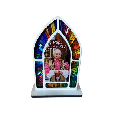 CAPELA MDF VITRAL PAPA LEÃO XIV 18CM (1 UNIDADE)