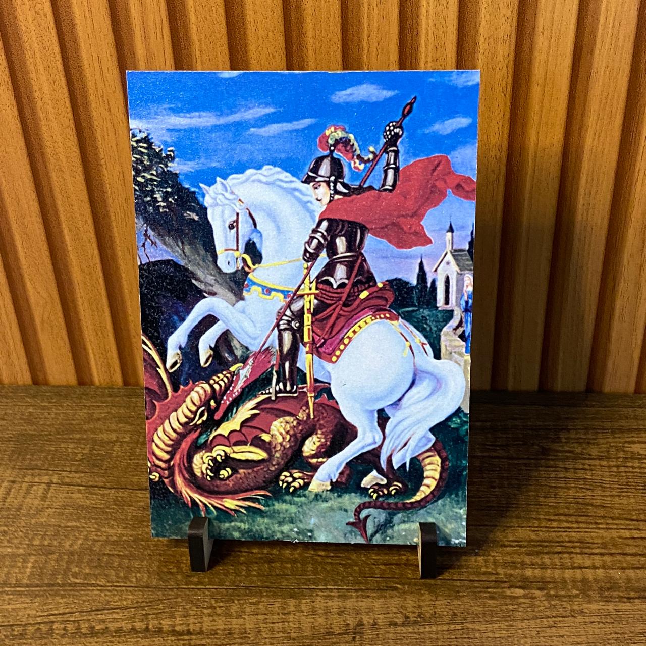 PLAQUINHA DE MESA MDF RESINADO SÃO JORGE 19CM x 13CM  (1 UNIDADE)