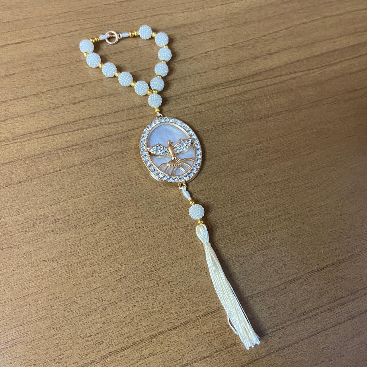 DEZENA PARA CARRO DIVINO ESPÍRITO SANTO AMORA BRANCA MOD3 10MM (3 UNIDADES)