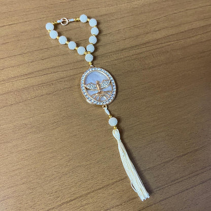 DEZENA PARA CARRO DIVINO ESPÍRITO SANTO AMORA BRANCA MOD3 10MM (3 UNIDADES)