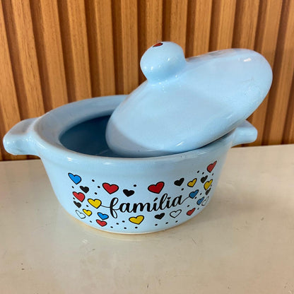 PANELINHA DE PORCELANA AZUL FAMÍLIA (1 UNIDADE)