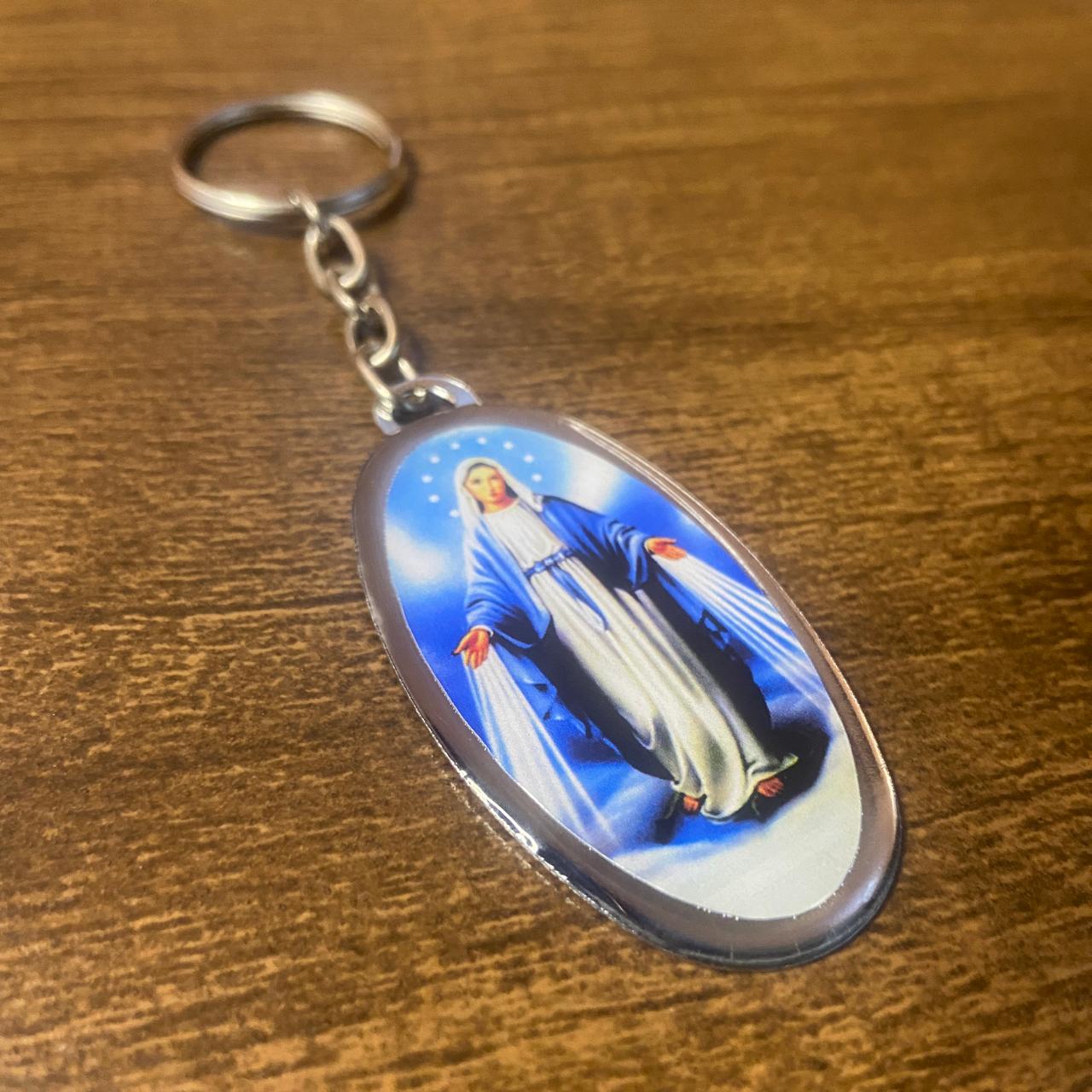 CHAVEIRO METAL OVAL RESINADO NOSSA SENHORA DAS GRAÇAS (6 UNIDADES)