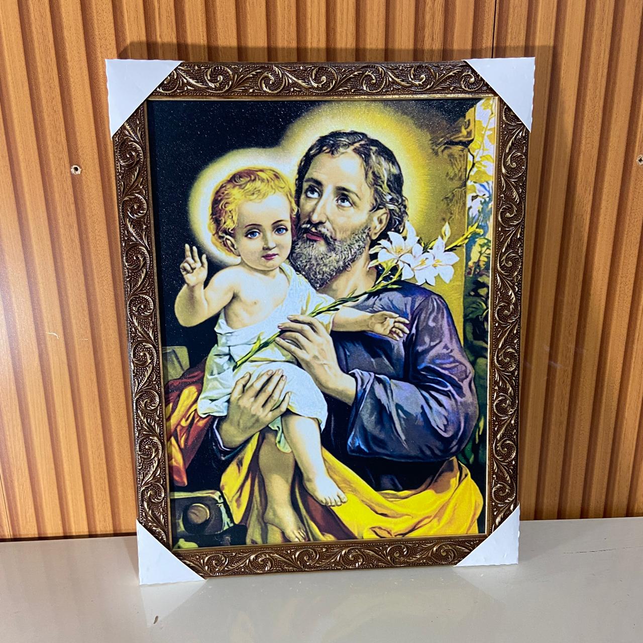 QUADRO COM MOLDURA RESINADO SÃO JOSÉ 44CMX34CM (1 UNIDADE)