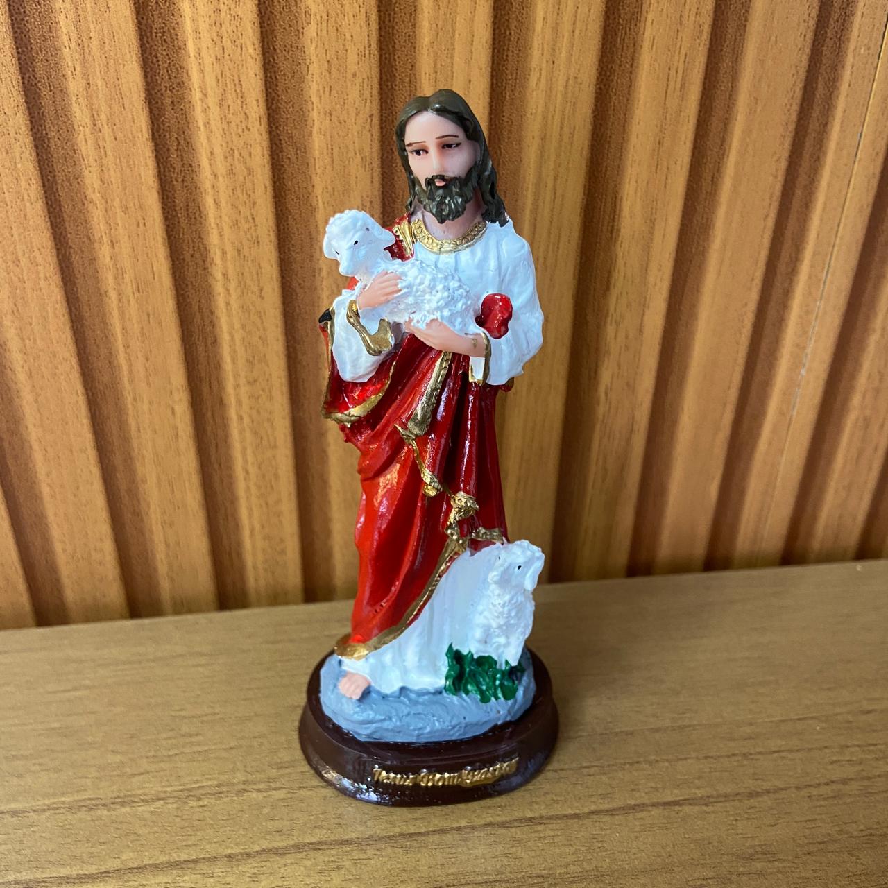 IMAGEM DE RESINA NACIONAL JESUS BOM PASTOR 13CM (1 UNIDADE)