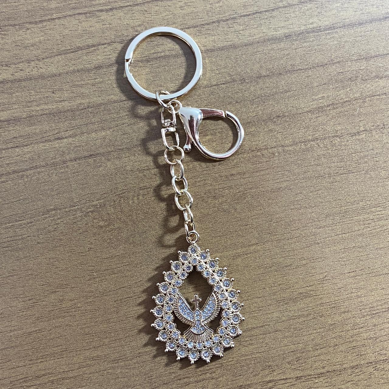 CHAVEIRO LUXO DIVINO ESPÍRITO SANTO GOTA COM STRASS  (6 UNIDADES)