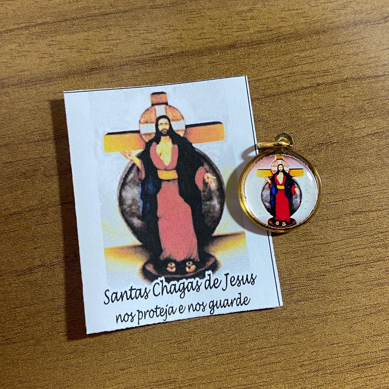 MEDALHA DUPLA FACE SANTAS CHAGAS (12 UNIDADES)